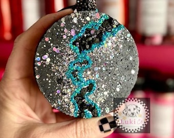 Geode - Black/Silver/Teal Freshie | Handmade Car Accessory | Gift