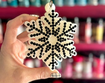 Black Rhinestone Snowflake Car Freshie | Handmade Car Accessory | Car Gift