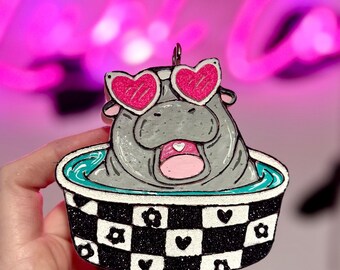 Hippo In Pool Car Freshies | Handmade Car Accessory | Car Gift