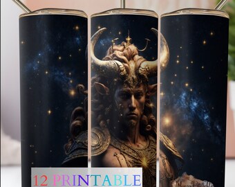 Zodiac Tumbler Sublimation Design: Starry 20oz Skinny Tumbler Wrap (Digital Download)
