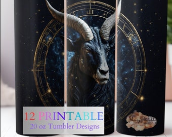 3D Zodiac Tumbler Wrap Bundle – Starry Sublimation Design PNGs, 20oz Skinny Tumbler Digital Download