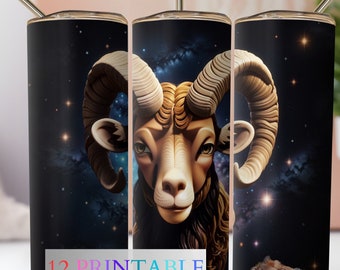 Zodiac Tumbler Sublimation Design: Starry 20oz Skinny Tumbler Wrap (Digital Download)
