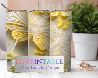 Watercolor Butterfly 20oz Tumbler Sublimation Design (Digital Download)