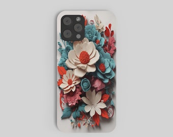 3D Flower Art Phone Case Template: Floral PNG (Digital Download)