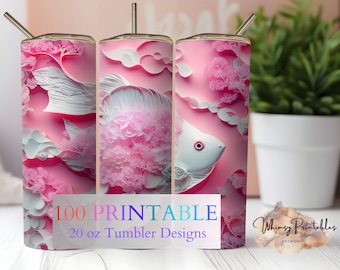 Watercolor Japanese Fish Tumbler Wrap – 20oz Skinny Sublimation Design PNG, Digital Download for Tumblers