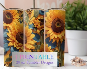 Sunflower Bee 20oz Tumbler Sublimation Design (Digital Download)