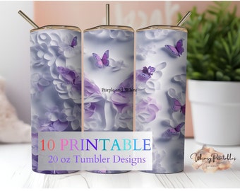 Watercolor Butterfly 20oz Tumbler Sublimation Design (Digital Download)