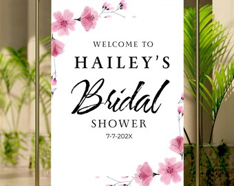 Pink Floral Bridal Shower Welcome Sign Template (Digital Download)