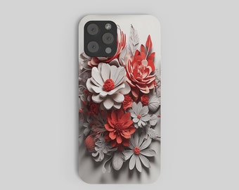 3D Flower Art Phone Case Template: Floral PNG (Digital Download)