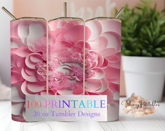Watercolor Japanese Flowers Tumbler Sublimation Design (Digital Download)