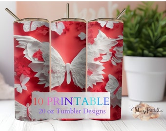 Watercolor Butterfly 20oz Tumbler Sublimation Design (Digital Download)