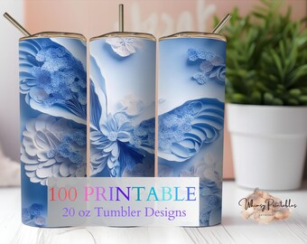 3D Japanese Butterfly Tumbler Sublimation Design (Digital Download)