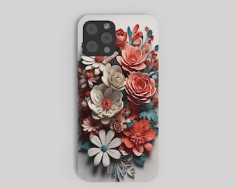 3D Flower Art Phone Case Template: Floral PNG (Digital Download)