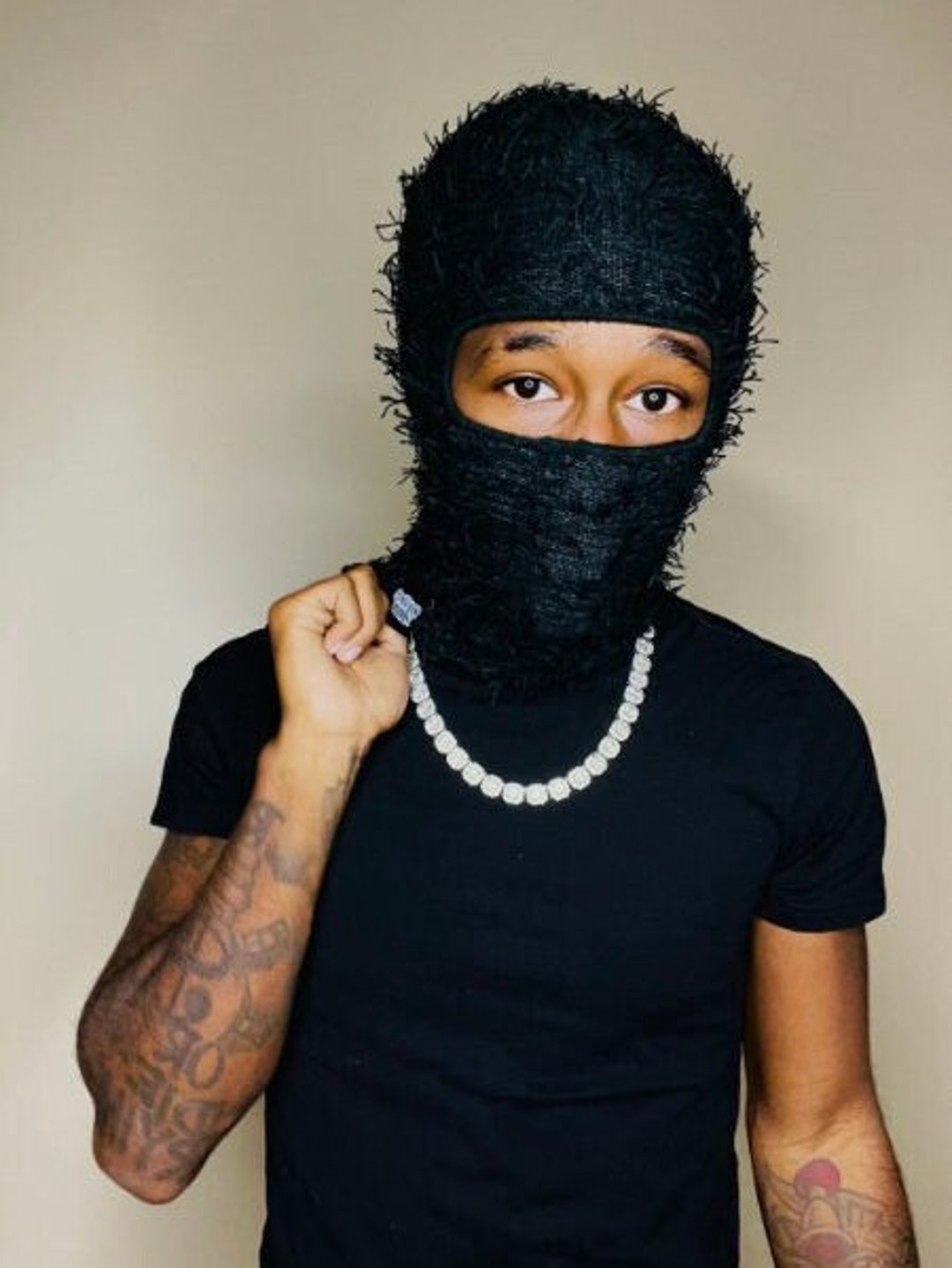 Black Distressed Knit Yeat Ski Mask Balaclava Etsy UK