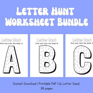 Letter Hunt Alphabet Finding Preschool Worksheet for Kids, Students and Teachers