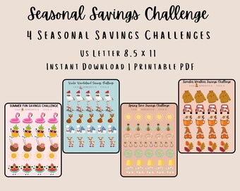 Seasonal Savings Challenges Summer Winter Fall Spring cash stuffing