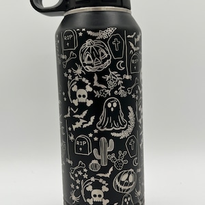 32/40oz Customizable Full Laser Engraved Wrap Spooky Halloween Water Bottle