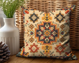 Southwestern Decor Tribal Contemporary Accent Throw Pillow Covers, Sizes 14x14 16x16 18x18 20x20, RV Cabin Lodge Decor Pillow Covers