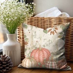 Autumn Pumpkin Throw Pillow Cover: Polka Dot Plaid Fall Decor