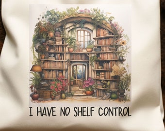 I have no shelf control tote, Bookish tote bag, Fantasy Library Tote bag, Eco Friendly Gift for book lover, World of Books Canvas Tote Bag