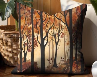 Fall Forest Autumn Home Decor Throw Pillow Cover, Pillow Cushion Cases 14x14 16x16 18x18 20x20