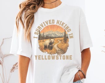 Funny Hiking Yellowstone National Park Unisex T-shirt, Comfort Colors Loose Fit Yellowstone Backpacking Gift Shirt