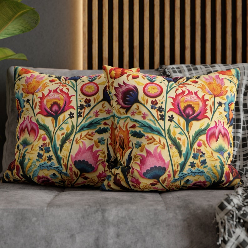 Colorful Boho Hippie Floral Home Decor Throw Pillow Covers, Unique Home Decor Housewarming Gift, Eclectic Maximalist Floral Accent Pillows bild 5