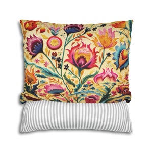 Colorful Boho Hippie Floral Home Decor Throw Pillow Covers, Unique Home Decor Housewarming Gift, Eclectic Maximalist Floral Accent Pillows bild 6