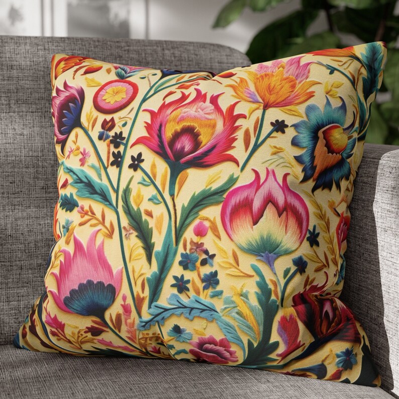 Colorful Boho Hippie Floral Home Decor Throw Pillow Covers, Unique Home Decor Housewarming Gift, Eclectic Maximalist Floral Accent Pillows bild 4