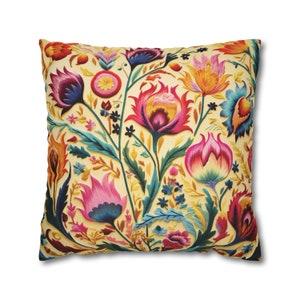 Colorful Boho Hippie Floral Home Decor Throw Pillow Covers, Unique Home Decor Housewarming Gift, Eclectic Maximalist Floral Accent Pillows bild 2