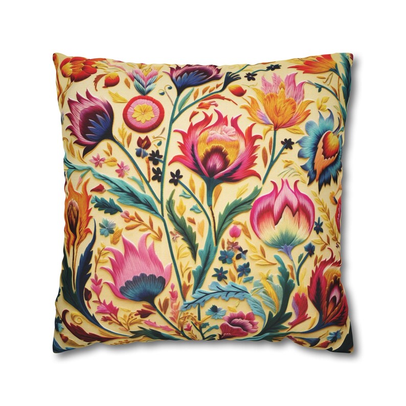 Colorful Boho Hippie Floral Home Decor Throw Pillow Covers, Unique Home Decor Housewarming Gift, Eclectic Maximalist Floral Accent Pillows bild 2