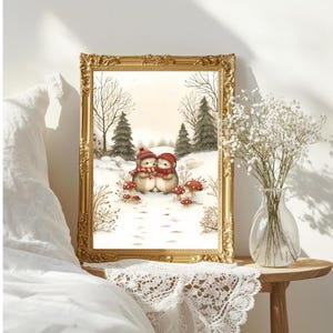 Hedgehog Winter Woodland Forest Wall Art, Cute Cottagecore Hedgehog Art Print, Winter Snow Woodland Animal Home Decor Unframed Poster Art