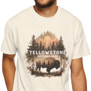 Yellowstone Bison National Park Shirt, Hiking Vacation Souvenir Gift Unisex Comfort Colors Travel T-Shirt, Yellowstone Park Shirt Oversized