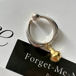 Goldbohnenring | klobiger Ring, minimalistischer Ring, Sterlingsilberring
