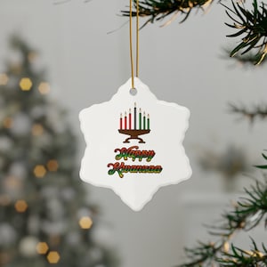 Happy Kwanzaa Christmas tree snowflake Ceramic Ornaments (1pc, 3pcs, 5pcs, 10pcs)