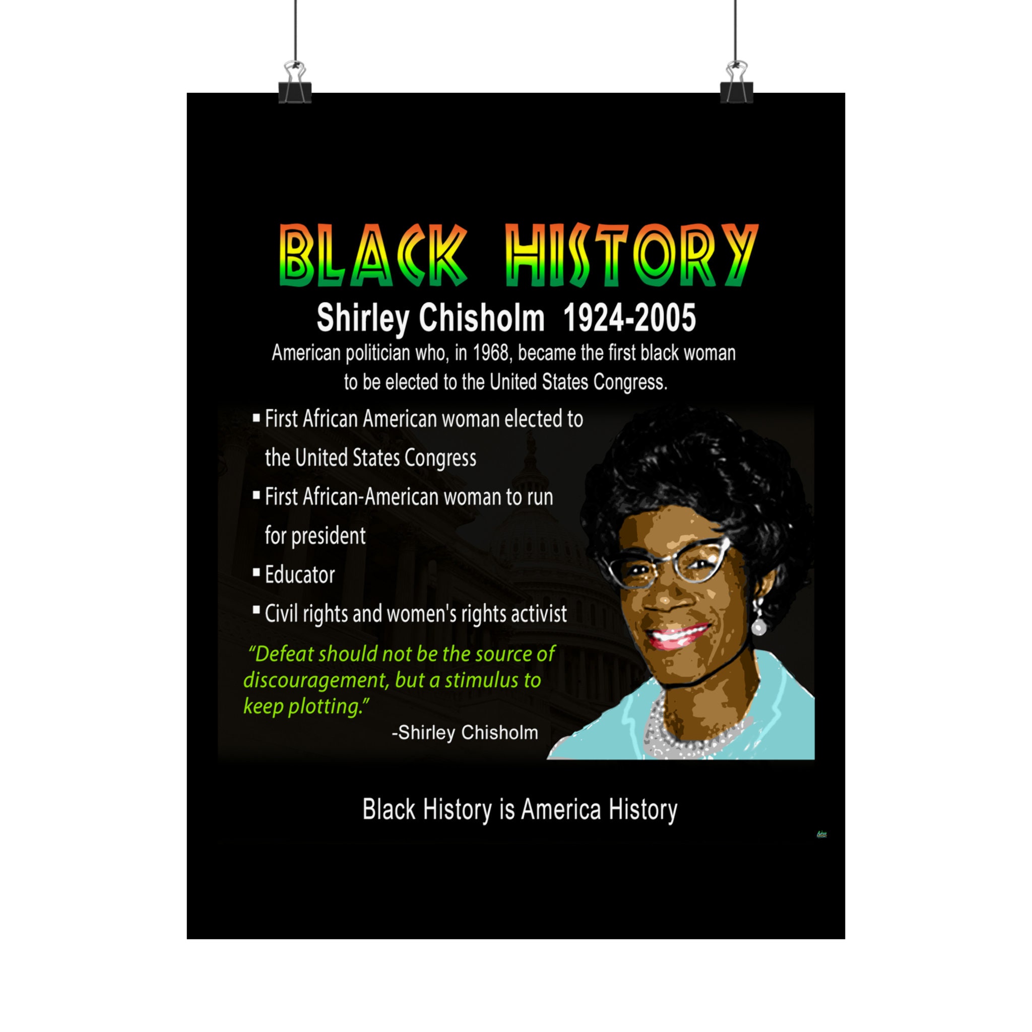 Shirley Chisholm Poster Matte Vertical Posters Black History Shirley ...