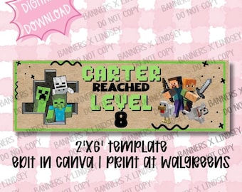 Gamer Banner Template | 2x6 Walgreens Print DIY Vinyl Sign | DIGITAL FILE |