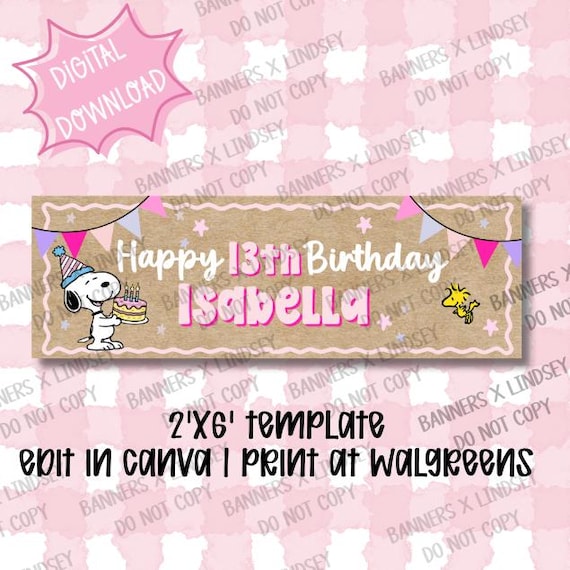 Peanut Birthday Banner Template | 2x6 Walgreens Print DIY Vinyl Sign | DIGITAL FILE |