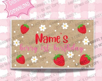 Beere Erster Geburtstag Banner Vorlage | Digitale Datei
