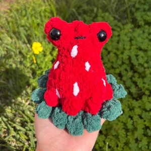 Crochet Strawberry Frog Plushie