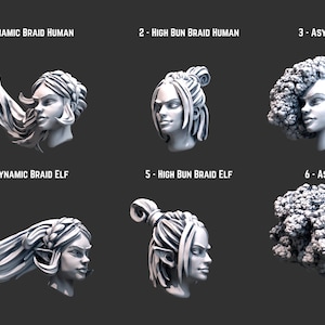 Alternative Female Miniature Heads (Human/Elf/Angry) Part 1