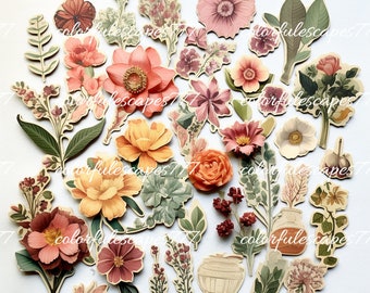 Floral Die-Cuts | Victorian Scrapbook Ephemera (30+ pc) (Digital)