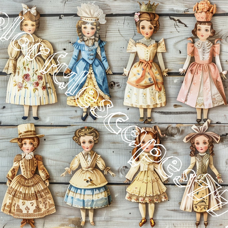 WHIMSICAL PAPER DOLLS and Sceneries Printable Kit Junk Journal Cut off ...