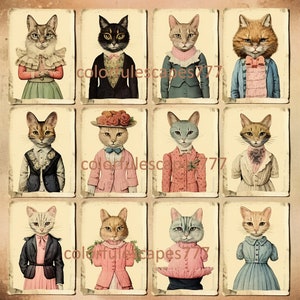 Evil ANIMAL PAPER DOLL digital altered art Digital collage sheet for journal page scrapbooking diary art instant download printable