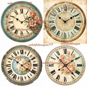 OROLOGIO VINTAGE 8 pollici cerchio orologio stampabile quadrante jpeg clipart arredamento casa vintage fai da te carta artigianato download collage digitale