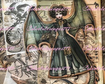 Fantasy Junk Journal Kit, Dragon Grimoire Ephemera (Digital Download)