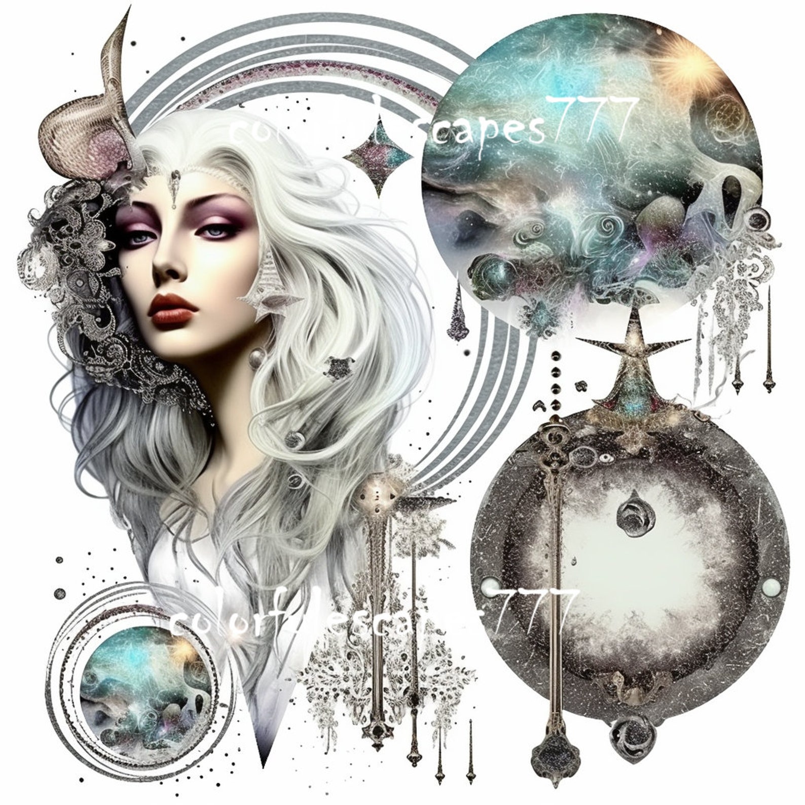 Moon Goodness Digital Paper Altered Art Journal Page Digital Collage ...