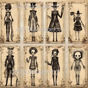 VOODOO PAPER DOLLS altered art hand - drawn Gothic scary Digital collage sheet scrapbook diary art instant download printable