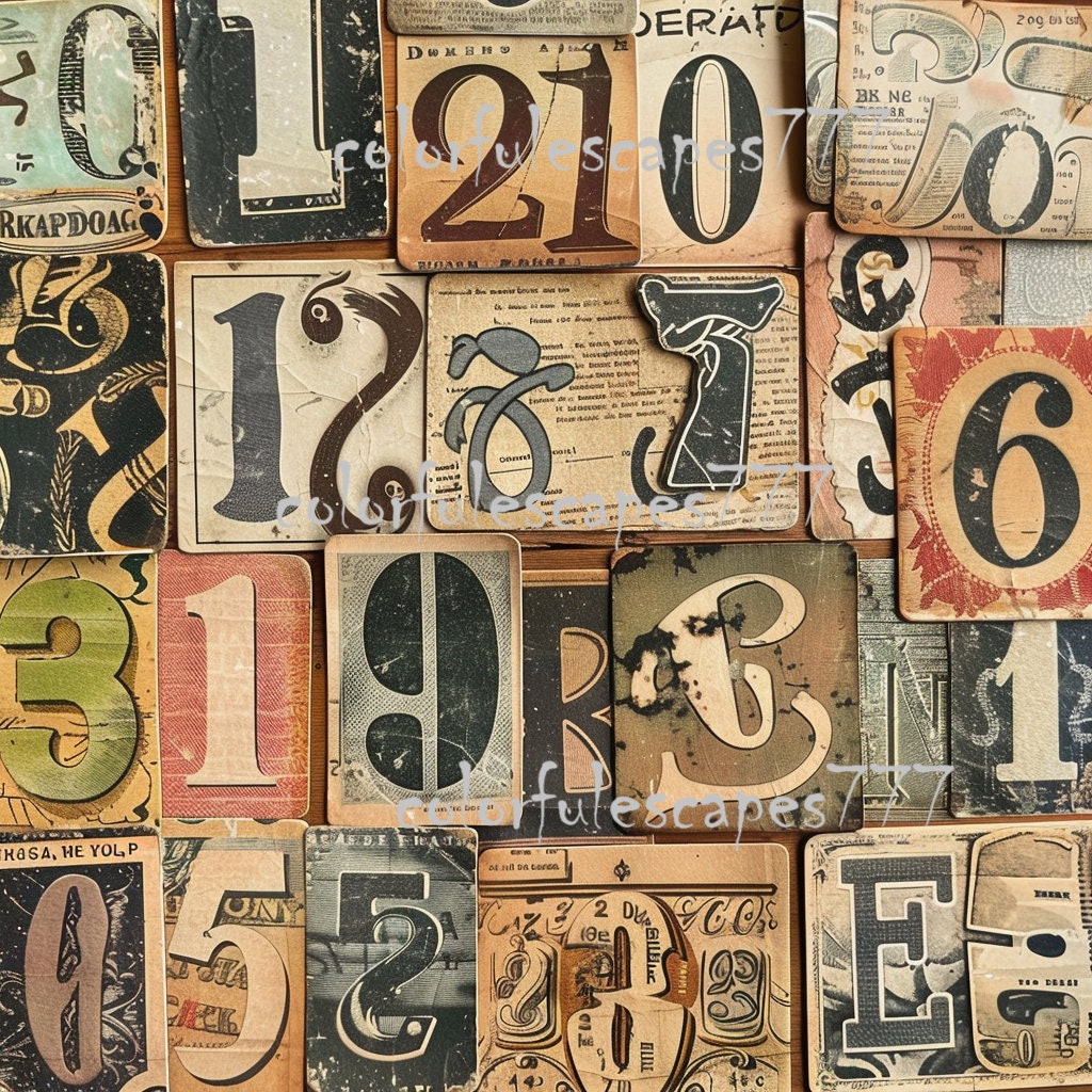Vintage Letter& Number Printable Ephemera | 100 + Pc | Digital Junk ...