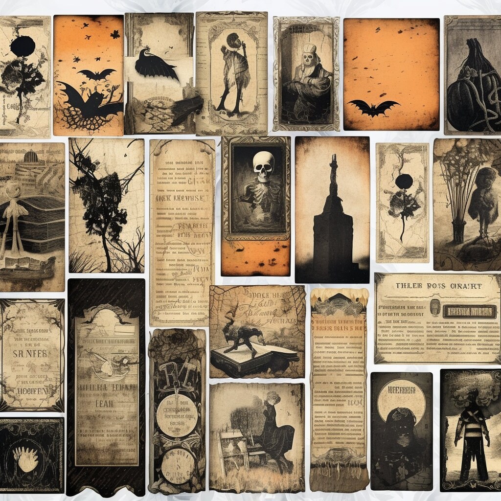 Halloween Junk Journal Kit, Digital Scrapbook Paper, Pumpkin